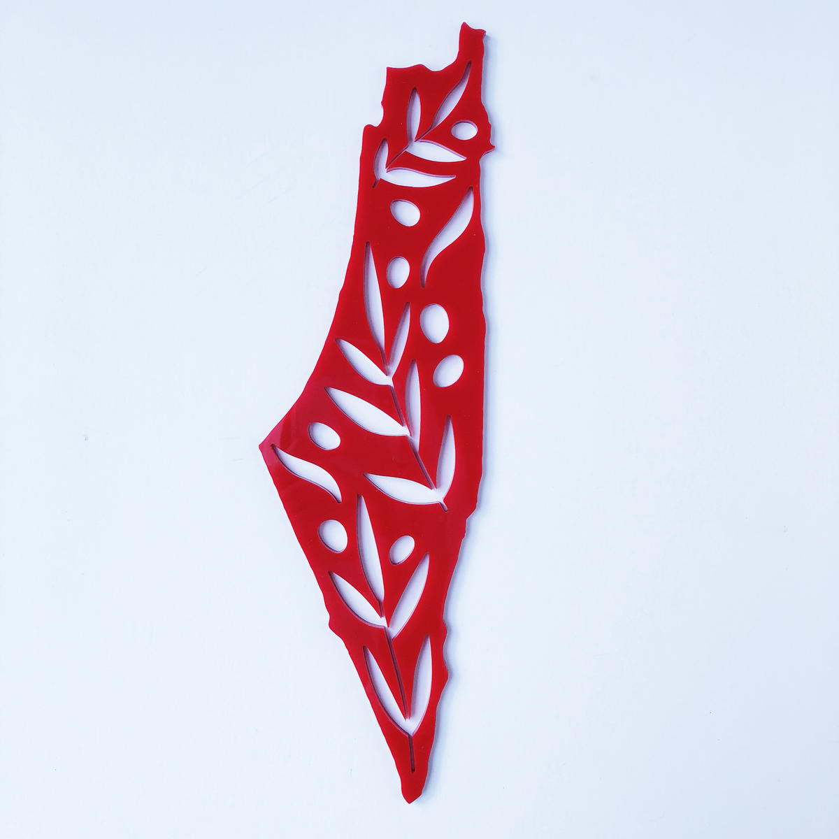 Small Acrylic Olive Branch Palestine Map Wall Art (Red)