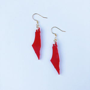 Red Palestine Map Earrings