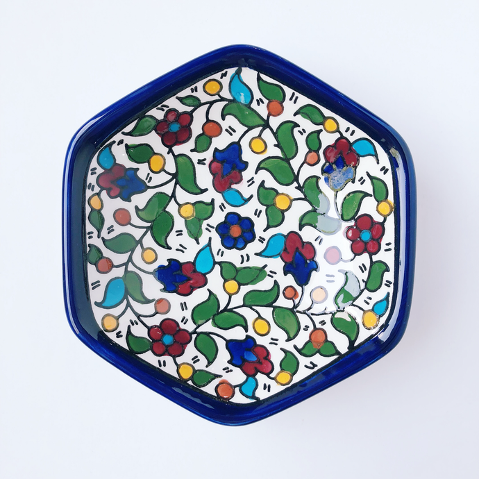 Hand-Painted Khalili Hexagon Ceramic Bowl