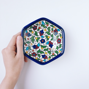 Hand-Painted Khalili Hexagon Ceramic Bowl