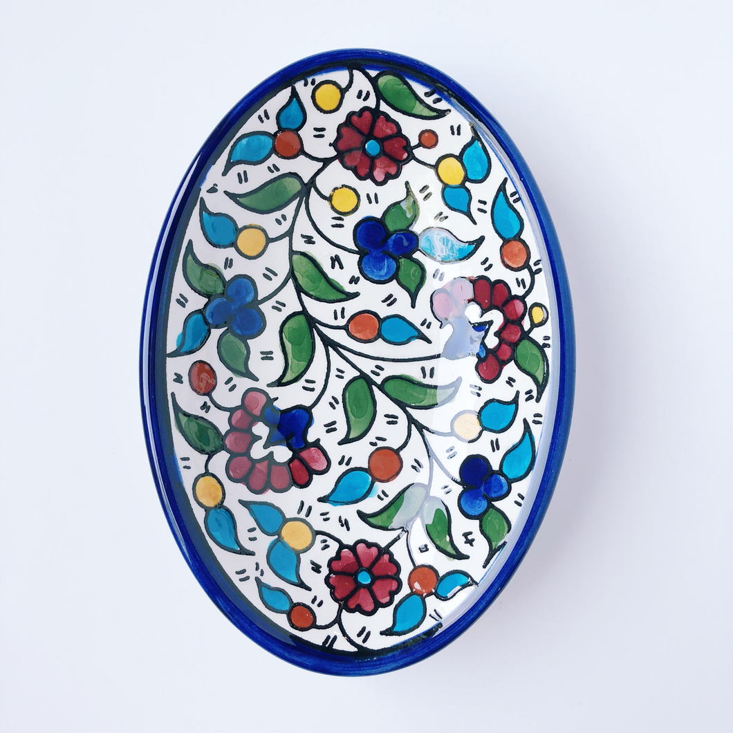 Hand-Painted Khalili Ceramic Wide Oval Plate