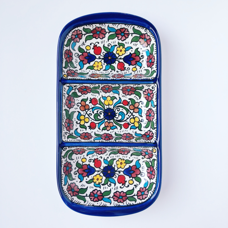 Hand-Painted Khalili Ceramic Three-Split Tray