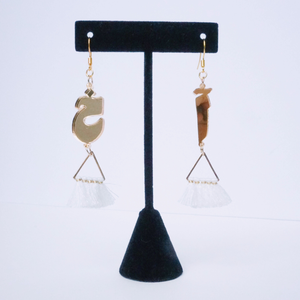 Gold Mirror "Akh" Earrings (White)