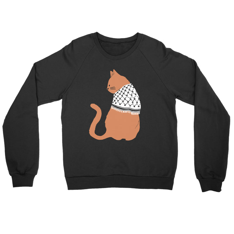 Palestinian Catfiyyeh Crewneck Sweatshirt (Orange Cat)