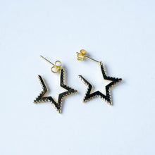 Load image into Gallery viewer, Rainbow Rhinestone Star Hoop Earrings
