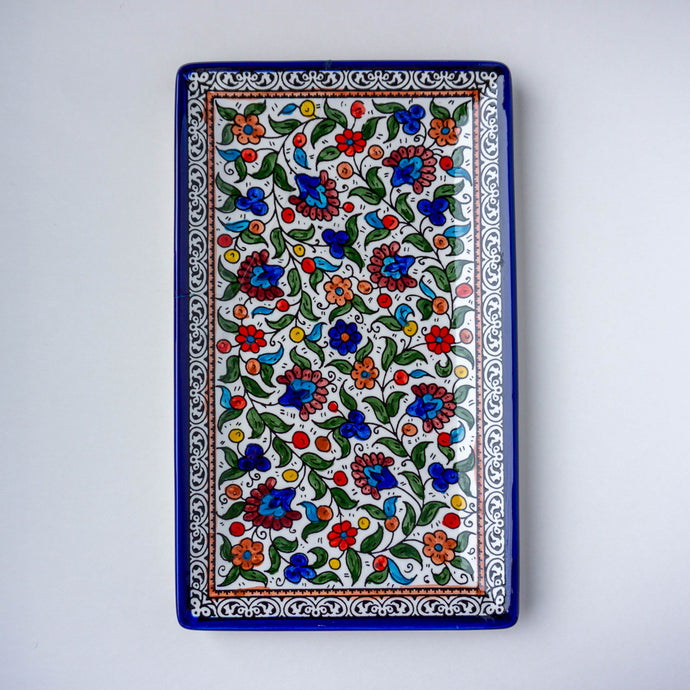 Hand-Painted Khalili Ceramic Large Rectangle Plate (Wide)