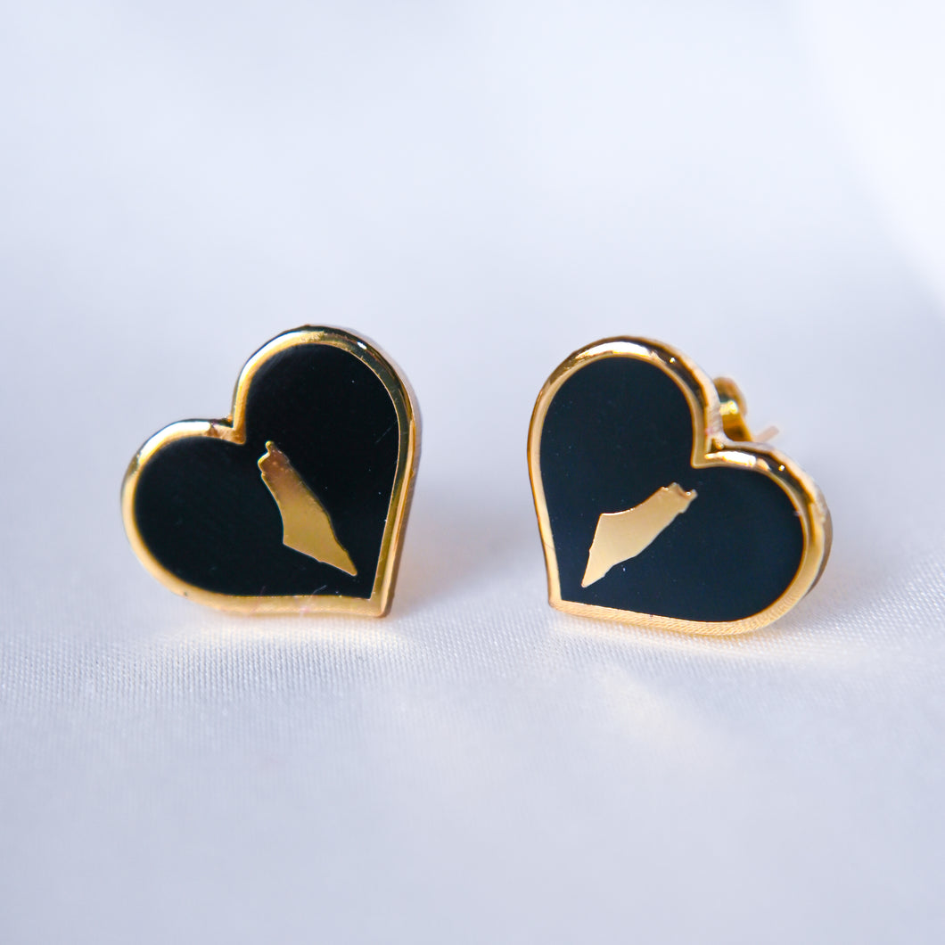 Palestine Love Stud Earrings (Black)