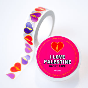 Gold Foil "I Love Palestine" Washi Tape (Reds)