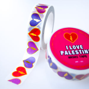 Gold Foil "I Love Palestine" Washi Tape (Reds)
