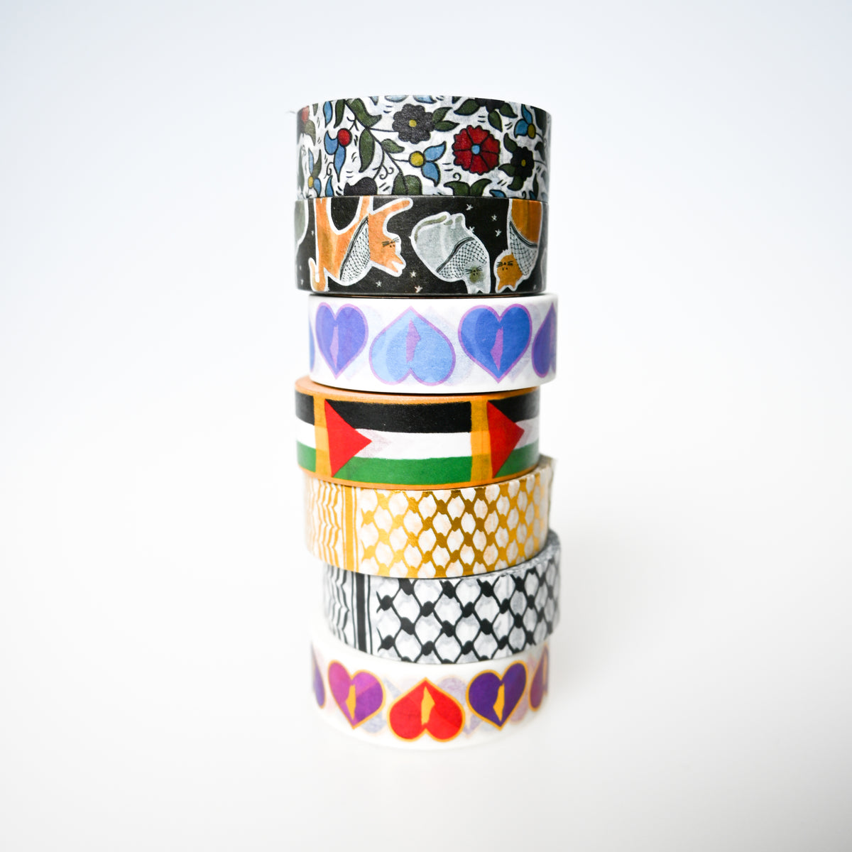 Gold Foil "I Love Palestine" Washi Tape (Reds)