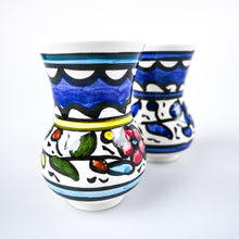 Load image into Gallery viewer, Hand-Painted Khalili Curved Ceramic Mini Vase (Blue)