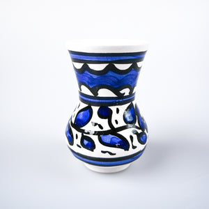 Hand-Painted Khalili Curved Ceramic Mini Vase (Blue)