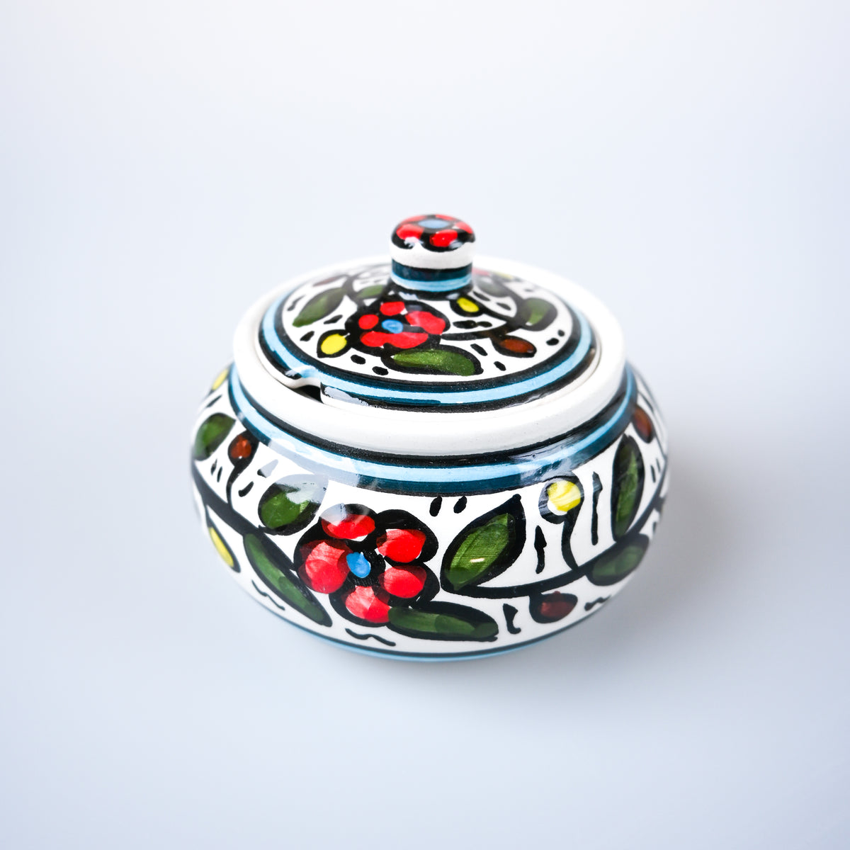 Hand-Painted Khalili Rounded Ceramic Jar
