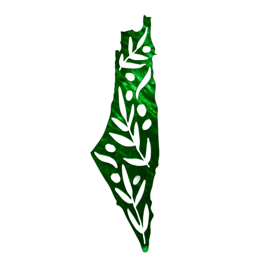 Small Acrylic Olive Branch Palestine Map Wall Art (Green Mirror)