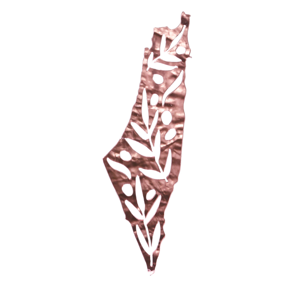 Small Acrylic Olive Branch Palestine Map Wall Art (Pink Mirror)