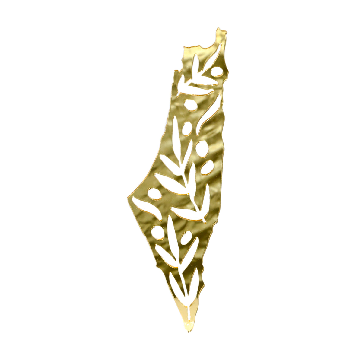 Small Acrylic Olive Branch Palestine Map Wall Art (Gold Mirror)