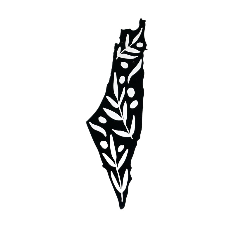 Small Acrylic Olive Branch Palestine Map Wall Art (Black)