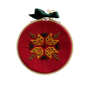 Handmade Tatreez Christmas Ornament (Yellow Tatreez)