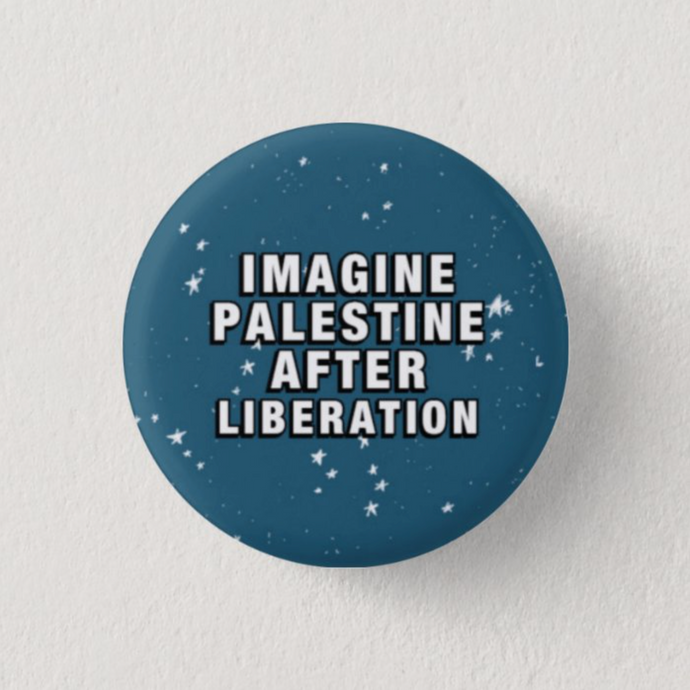Imagine Palestine After Liberation Button Pin (Blue)