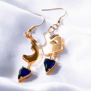 Gold Mirror "Toz" Earrings (Purple Heart)