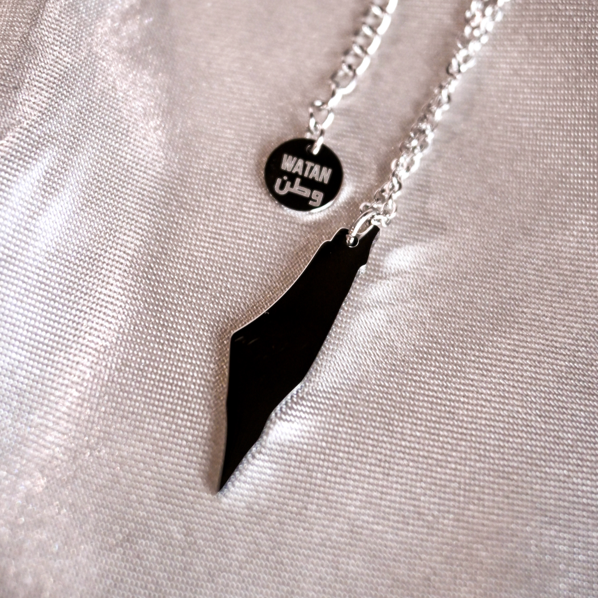 Palestine Map Necklace (Silver)