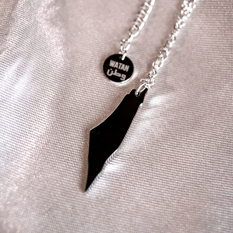 Palestine Map Necklace (Silver)