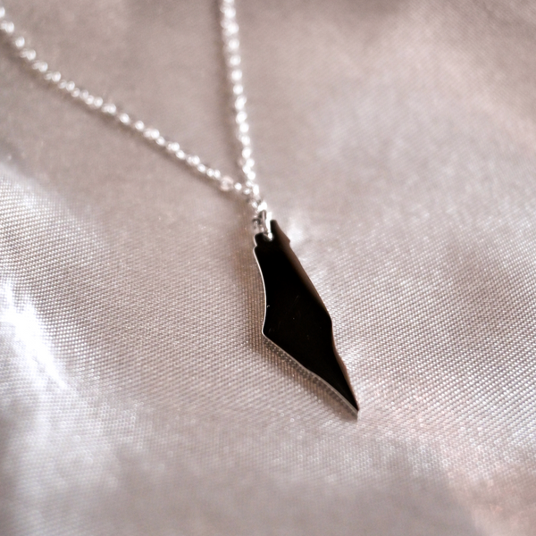 Palestine Map Necklace (Silver)