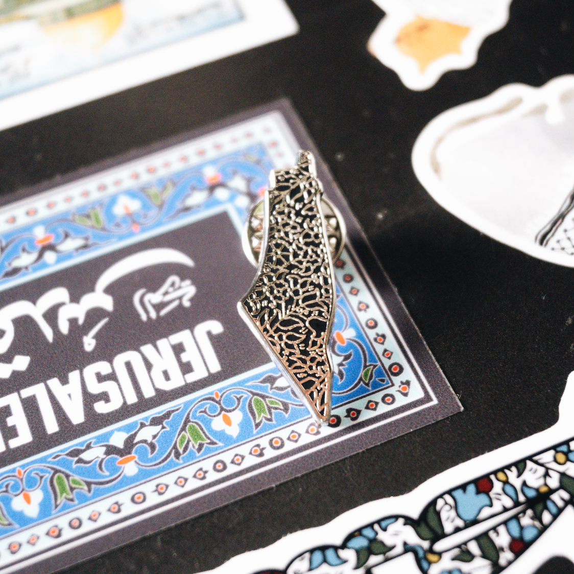 Khalili Map of Palestine Enamel Pin (Silver)