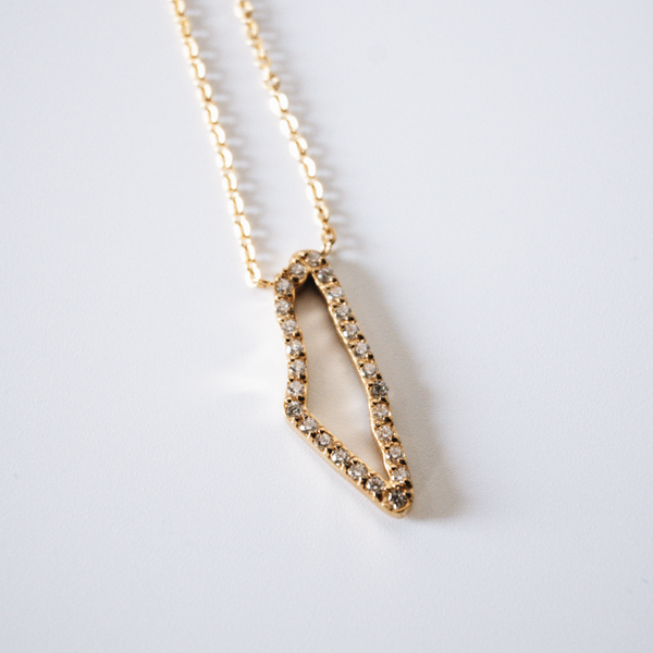 Rhinestone Palestine Map Necklace (Gold)