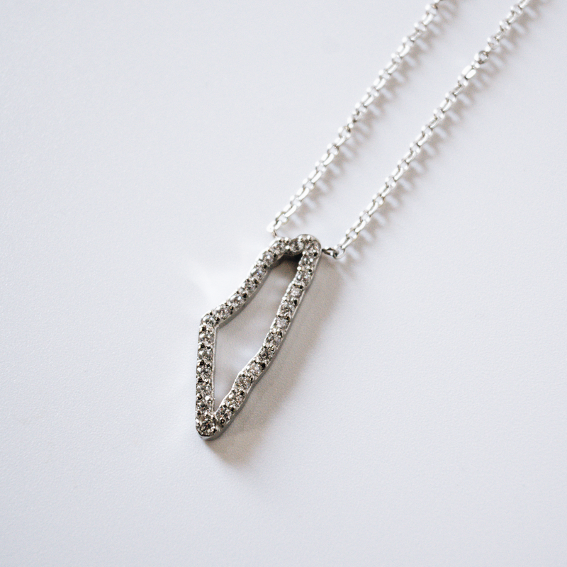 Rhinestone Palestine Map Necklace (Silver)