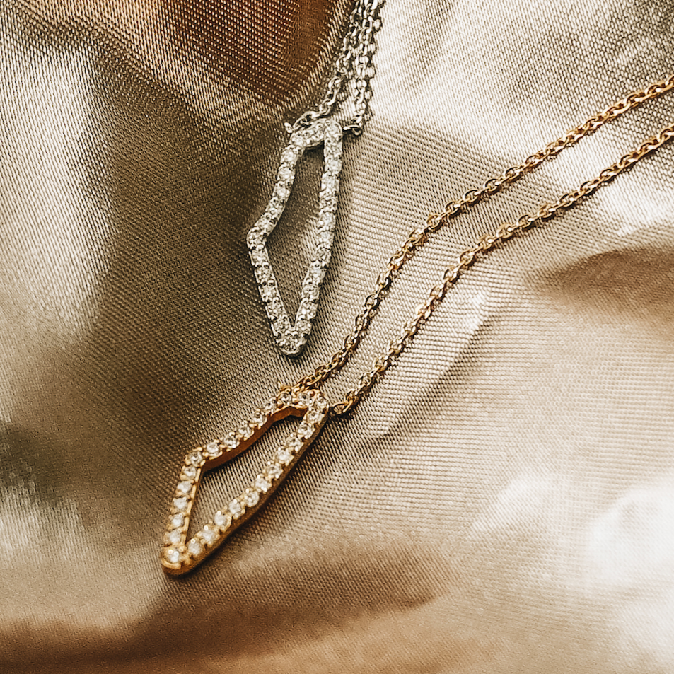 Rhinestone Palestine Map Necklace (Gold)