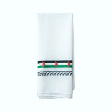 Load image into Gallery viewer, Palestinian Flag Embroidered White Hijab Scarf (Chiffon)