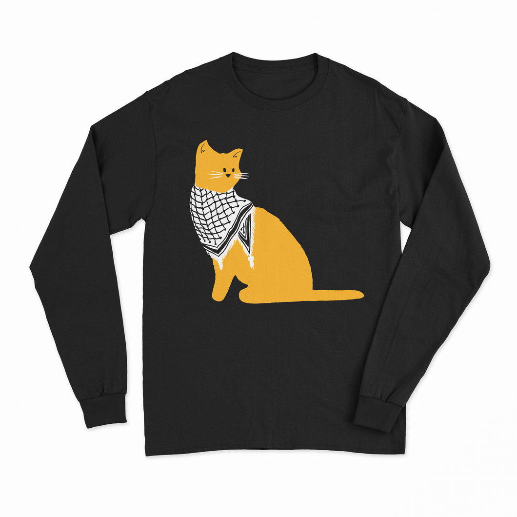 Long Sleeve Palestinian Catfiyyeh Shirt (Bright Mustard Cat)
