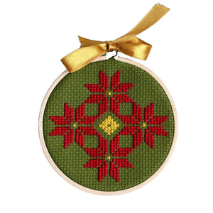 Handmade Tatreez Christmas Ornament (Green Moons of Bethlehem)